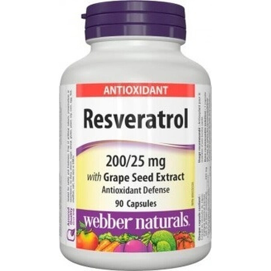 WEBBER NATURALS Resveratrol 200 mg 1×90 cps, complemento alimenticio