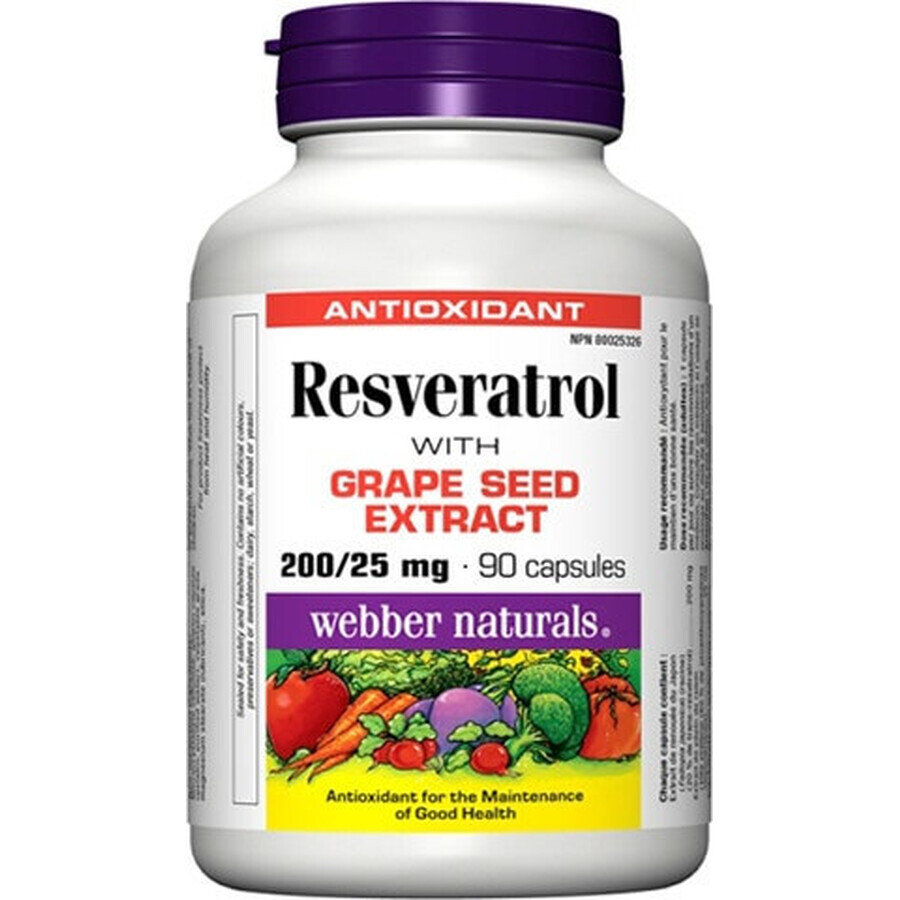 WEBBER NATURALS Resveratrol 200 mg 1×90 cps, complemento alimenticio