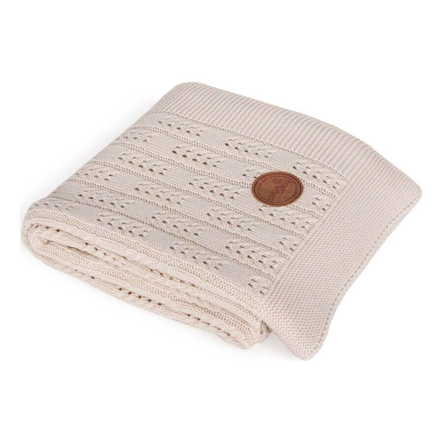 CEBA Coperta a maglia in confezione regalo 90 x 90 beige a spina di pesce 1×1, 100% cotone