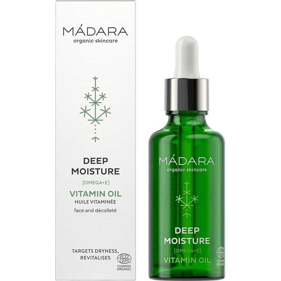 Mádara DEEP MOISTURE, Deep Moisturizing Vitamin Facial Oil 1×50 ml, certified organic multifunctional vitamin oil