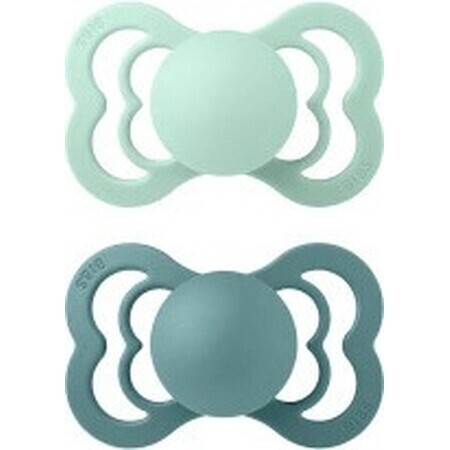 BIBS Sucette suprême en caoutchouc naturel 2 pcs 1×1 pcs - taille 1, Nordic mint / sea island sea