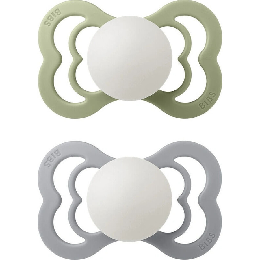 BIBS Sucette suprême en caoutchouc naturel 2 pcs 1×1 pcs - taille 1, Nordic mint / sea island sea