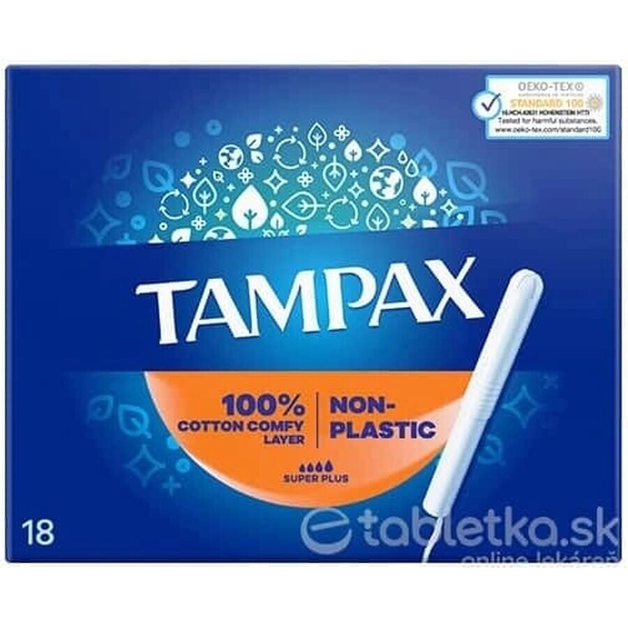 Tampax NON-PLASTIC Super Plus 18 pcs 1×18 pcs, tampons