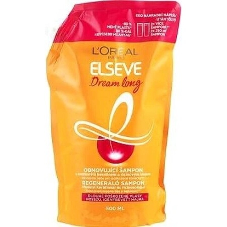 L'Oréal Paris Elseve Dream Long Nachfüllpackung Erfrischendes Shampoo 1×500 ml, Nachfüllpackung