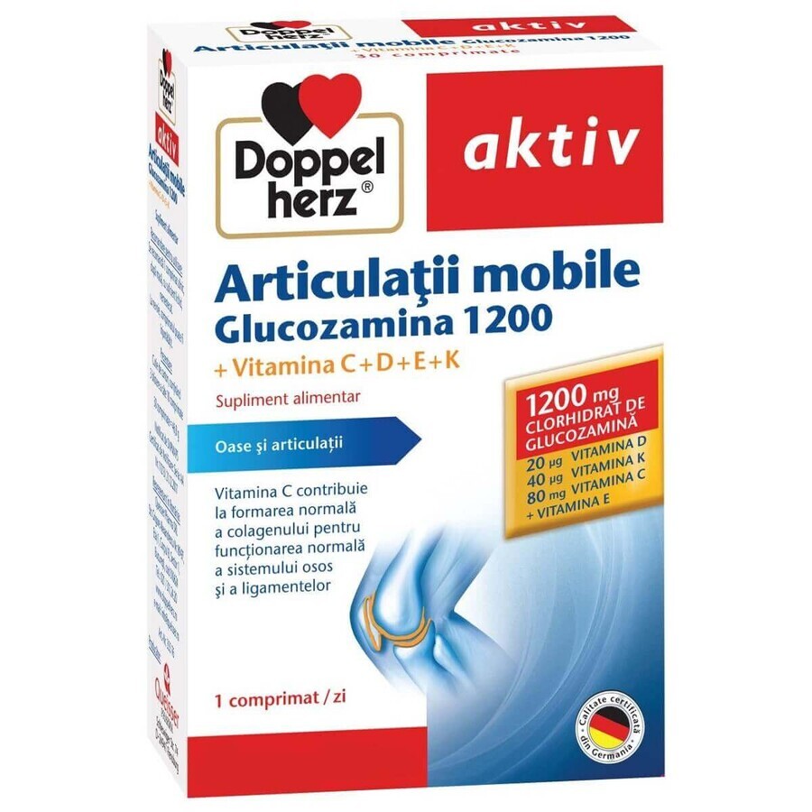 Articolazioni mobili Glucosamina 1200 con Vitamine C-D-E-K, 30 compresse, Doppelherz