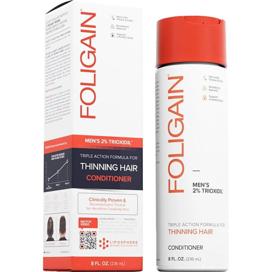 Foligain Triple Action Hair Loss Conditioner with 2% Trioxydil for Men 236ml 1×236 ml 1×236 ml, hair loss conditioner