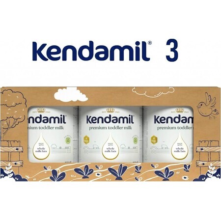 Kendamil Premium 3 HMO+, confezione regalo creativa 3×800 g, latte per i più piccoli