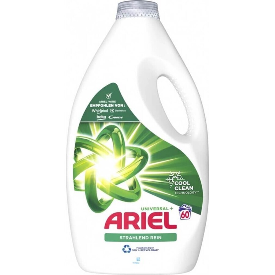 ARIEL GEL 3L / 60PD BRILLIANT CLEAN UNIVERSAL+ 1×3000 ml, gel di lavaggio