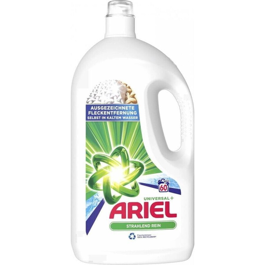 ARIEL GEL 3L / 60PD BRILLIANT CLEAN UNIVERSAL+ 1×3000 ml, gel di lavaggio