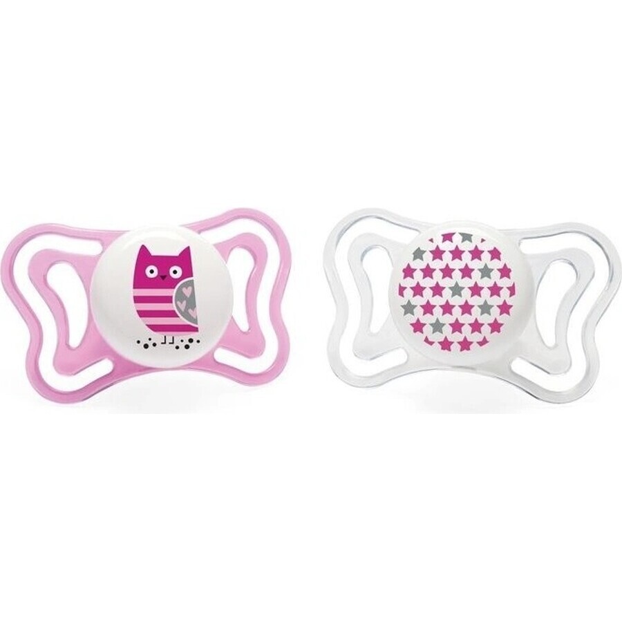 Chicco Soother Physio Light Silicone Soother 6-16m+, Pink 2pcs 1×2 pcs, Soothing Soother (6-16m.+)