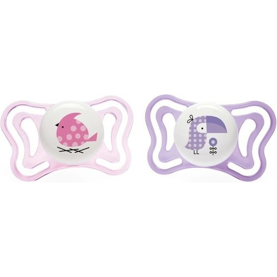 Chicco Soother Physio Light Silicone Soother 6-16m+, Pink 2pcs 1×2 pcs, Soothing Soother (6-16m.+)