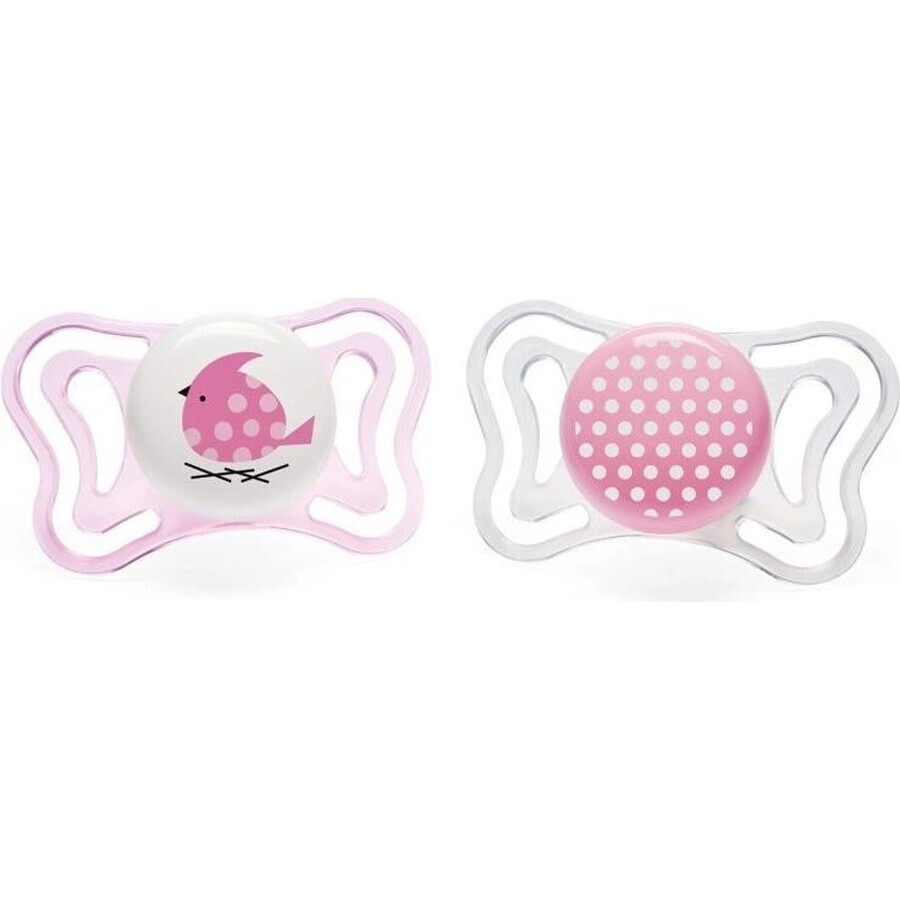 Chicco Soother Physio Light Silicone Soother 6-16m+, Pink 2pcs 1×2 pcs, Soothing Soother (6-16m.+)