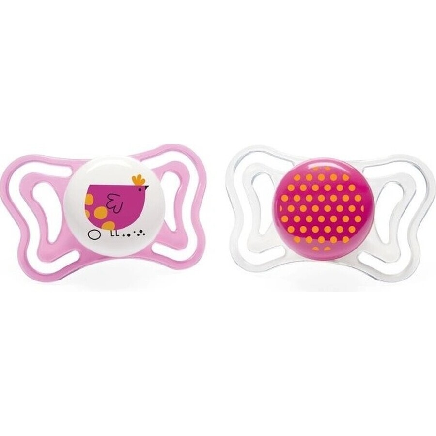 Chicco Soother Physio Light Silicone Soother 6-16m+, Pink 2pcs 1×2 pcs, Soothing Soother (6-16m.+)