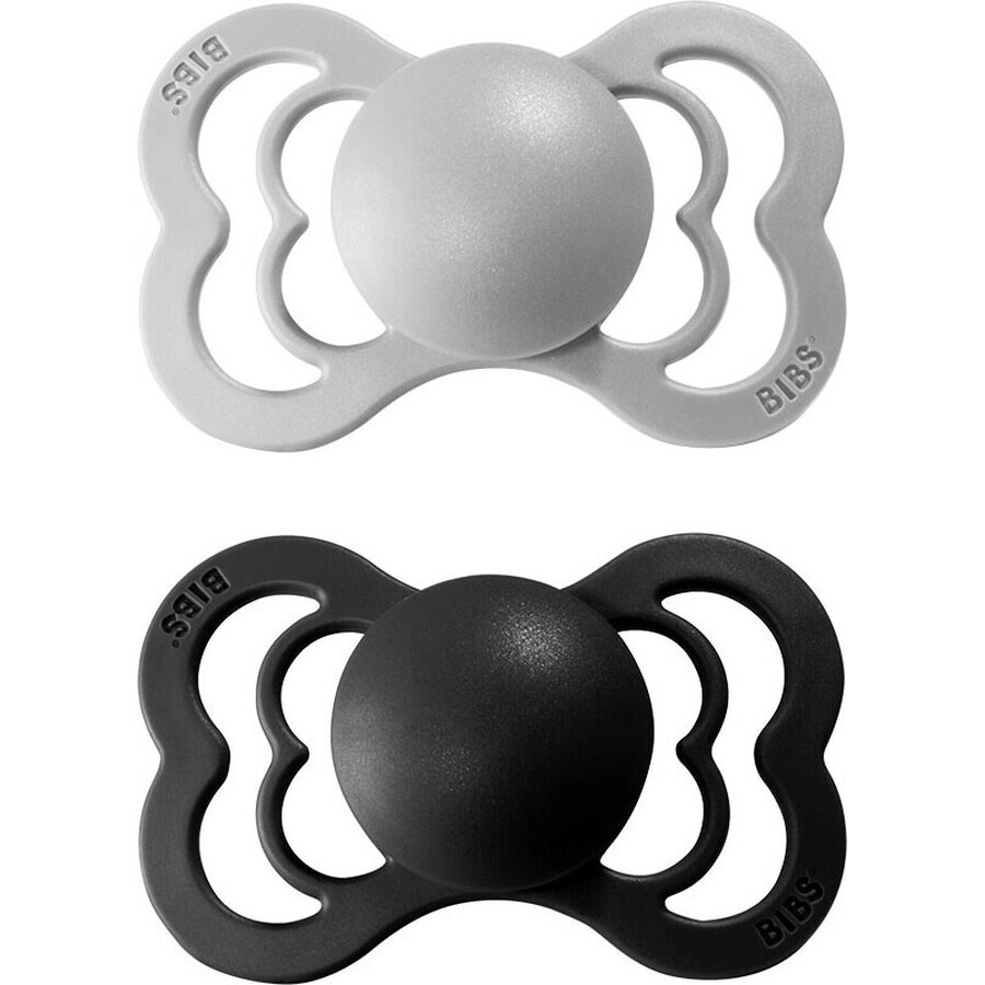 BIBS Supreme natural rubber pacifier BIBS Supreme cloud/black 1×2pcs - size 2