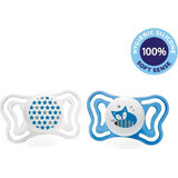 CHICCO Physio Light succhietto per bambini in silicone - stella/volpe 2 pezzi, 6-16 m + 1×2 pezzi, succhietto ortodontico