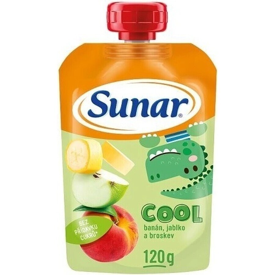 Sunar COOL Fruit Pesca, Banana, Mela 1×120 g, Pesca, Banana, Mela, 12m+