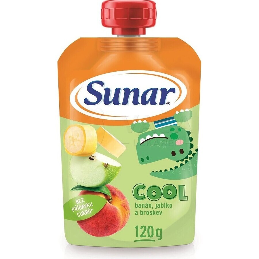 Sunar COOL Fruit Pesca, Banana, Mela 1×120 g, Pesca, Banana, Mela, 12m+