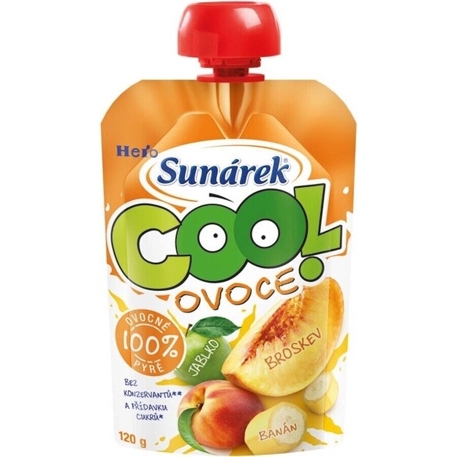 Sunar COOL Fruit Pesca, Banana, Mela 1×120 g, Pesca, Banana, Mela, 12m+