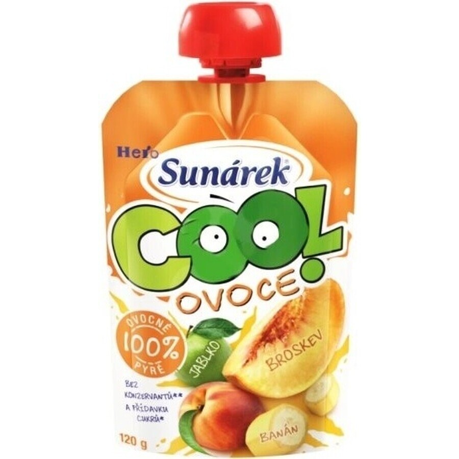 Sunar COOL Fruit Pesca, Banana, Mela 1×120 g, Pesca, Banana, Mela, 12m+