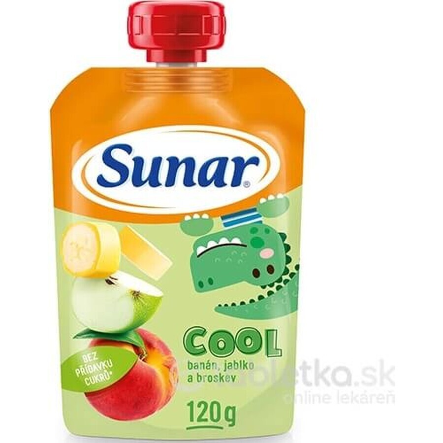 Sunar COOL Fruit Pesca, Banana, Mela 1×120 g, Pesca, Banana, Mela, 12m+