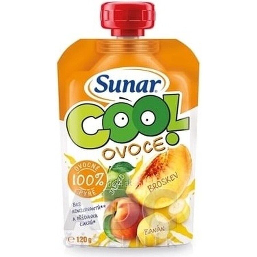 Sunar COOL Fruit Pesca, Banana, Mela 1×120 g, Pesca, Banana, Mela, 12m+