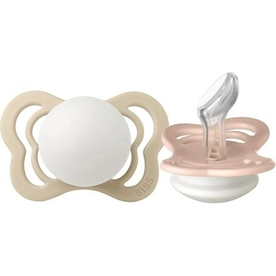 BIBS Couture silicone orthodontic pacifiers 2pcs 1×1 pcs - size 1, blush night/vanilla night