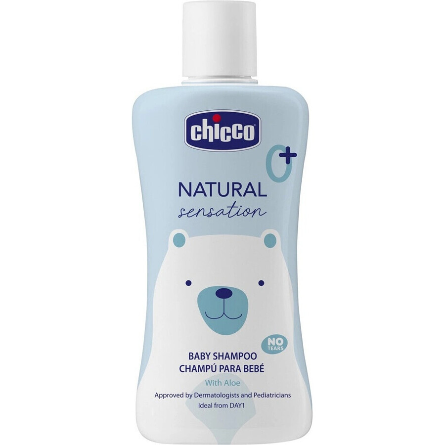 CHICCO Natural Sensation Shampoo con Aloe 200ml, 0m+ 1×200 ml, shampoo per bambini per capelli