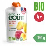 Good Gout Organic Pêche avec poire 1×120 g, poche pêche avec poire