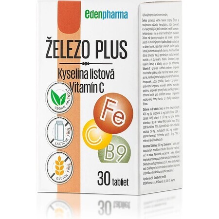 EDENPharma IRON PLUS ACIDO FOLICO 1×30 tbl, integratore alimentare