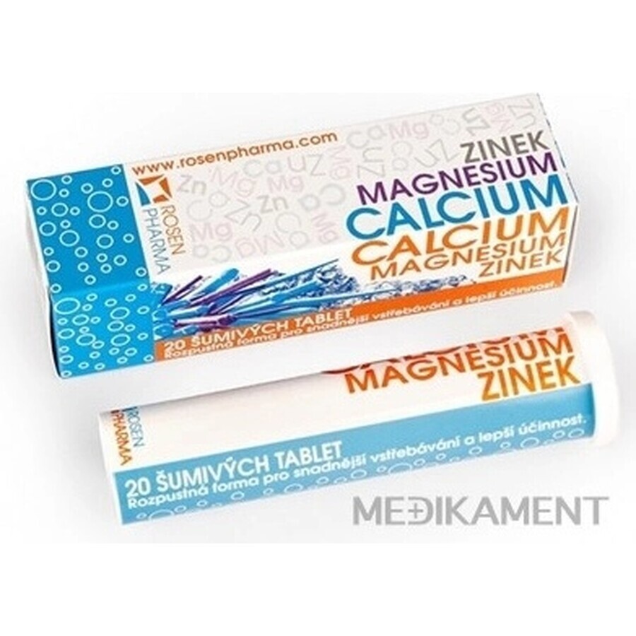 RosenPharma ZINOC, MAGNESIO, CALCIO 1×20 tbl, integratore alimentare