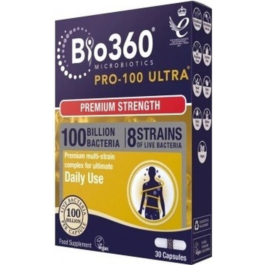 PRO-100 ULTRA PROBIOTIC 30CPS NATURES AID UK 1×