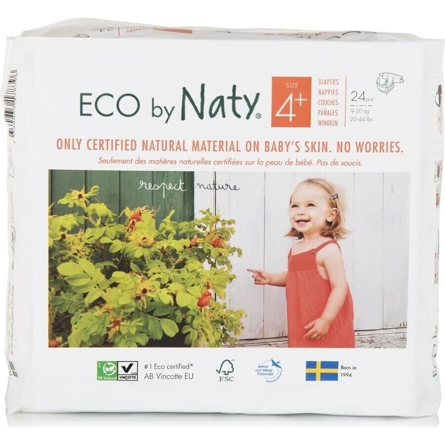 ECO BY NATY Pannolini usa e getta 4+ (9-20 kg) 24 pz. 1×24 pz.