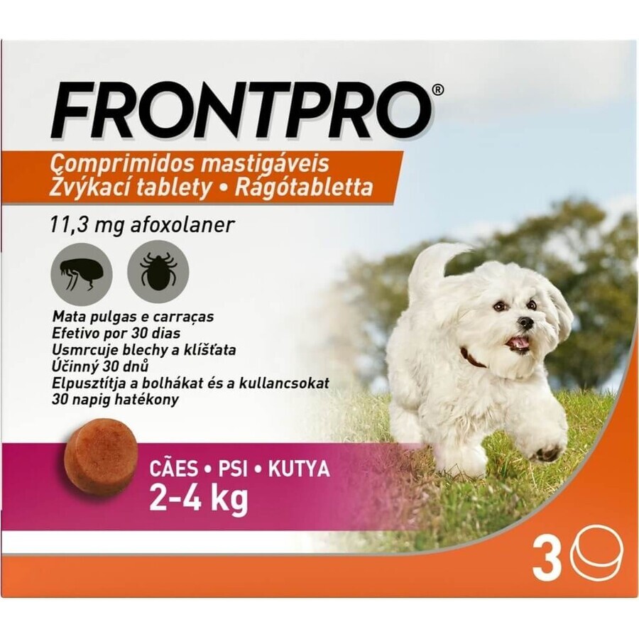 FRONTPRO® compresse masticabili antiparassitarie per cani (2-4 kg) 1×3 tbl, compresse antiparassitarie