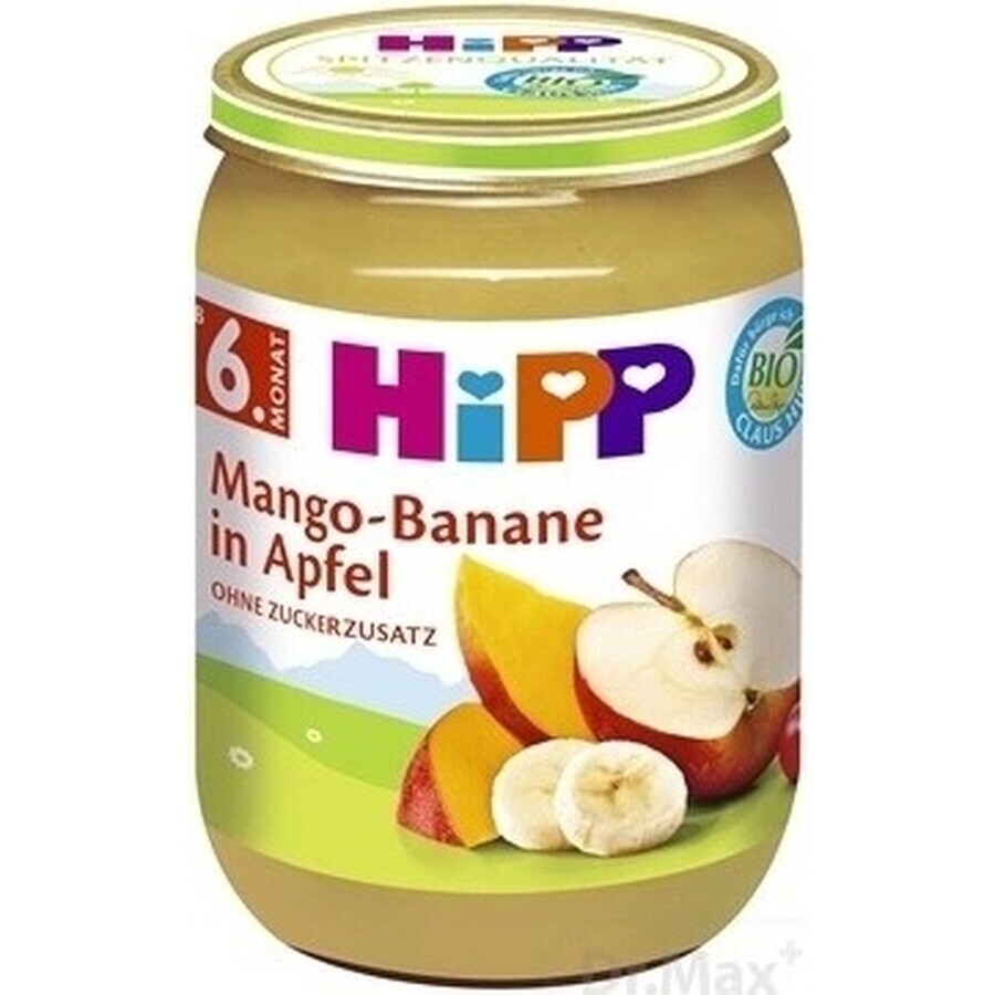 HiPP Organic Manzanas con Mango y Plátano 1×190 g, snack de fruta para niños