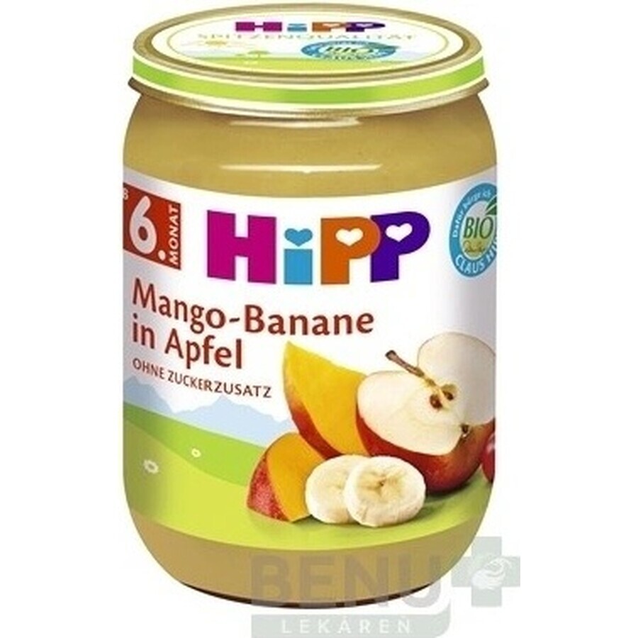 HiPP Organic Manzanas con Mango y Plátano 1×190 g, snack de fruta para niños