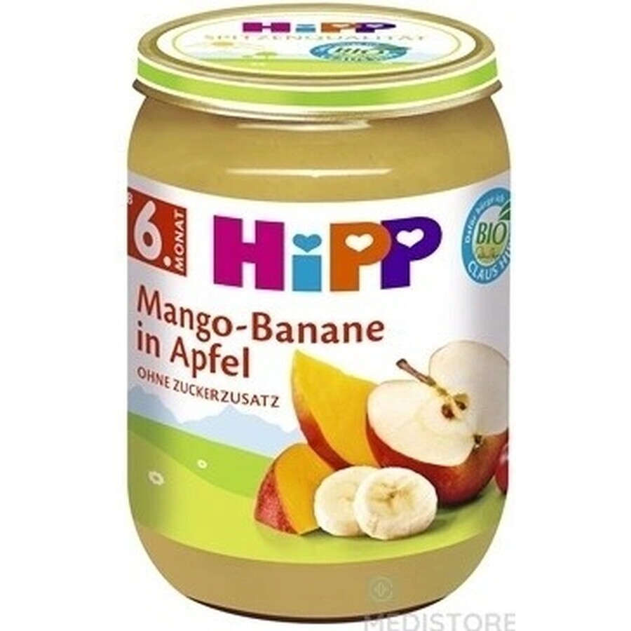 HiPP Organic Manzanas con Mango y Plátano 1×190 g, snack de fruta para niños