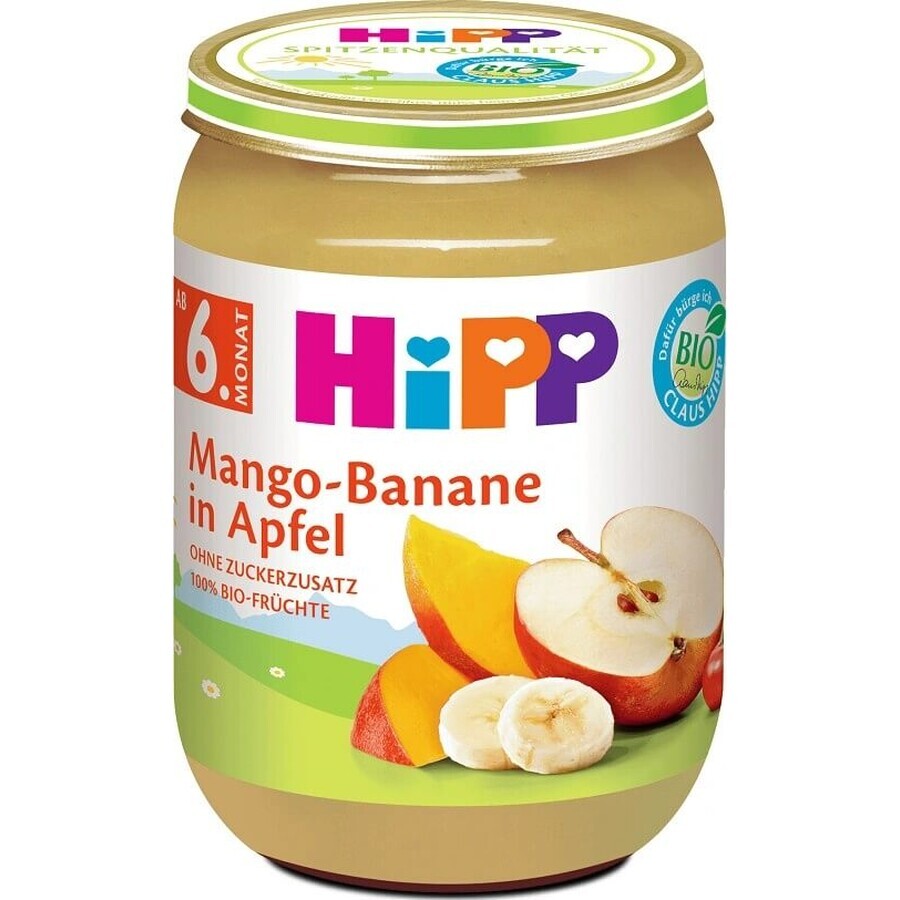 HiPP Organic Manzanas con Mango y Plátano 1×190 g, snack de fruta para niños