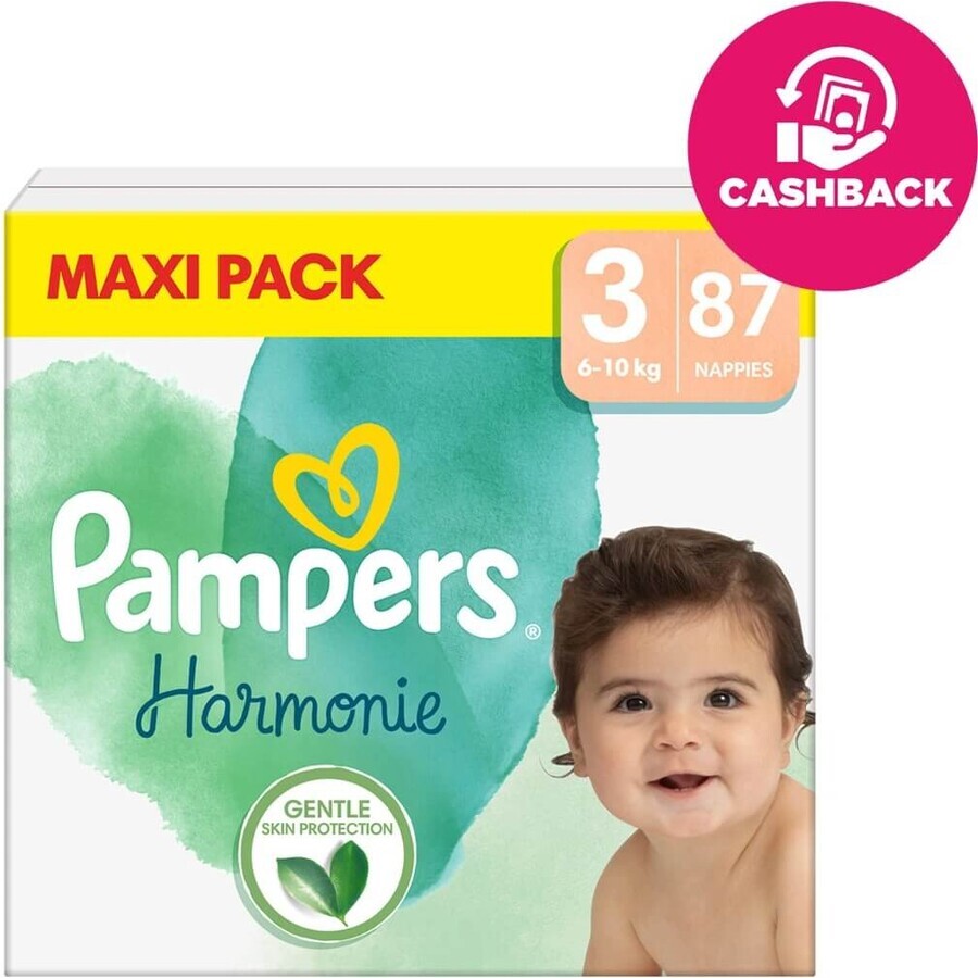 PAMPERS HARMONIE BABY DIAPERS V.3 6-10KG 87KS 1×87 pcs, diapers in size 3