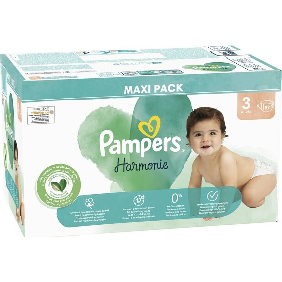 PAMPERS HARMONIE BABY DIAPERS V.3 6-10KG 87KS 1×87 pcs, diapers in size 3