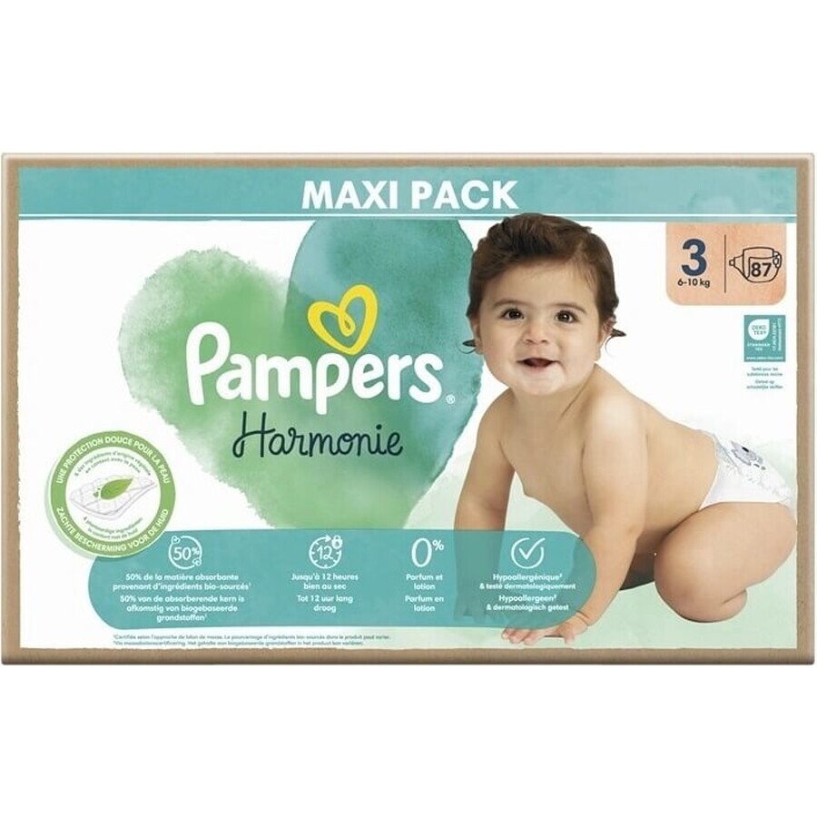 PAMPERS HARMONIE BABY DIAPERS V.3 6-10KG 87KS 1×87 pcs, diapers in size 3