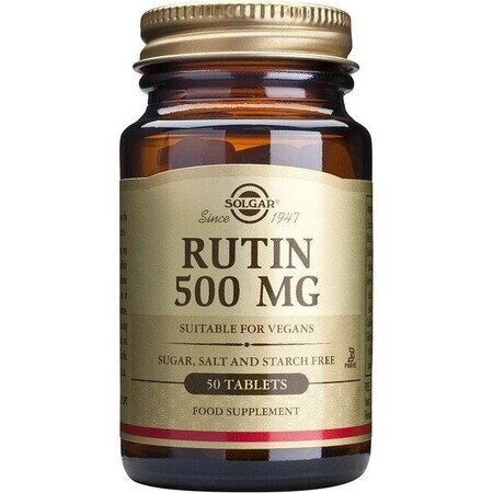 Solgar Rutina 500 mg dosis diaria alta, 50 comprimidos 1×50 tbl, complemento alimenticio