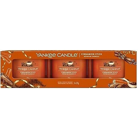 Yankee Candle 3x Sparkling Cinnamon 3x37 g candela votiva in vetro, candela profumata