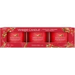 Yankee Candle 3x Sparkling Cinnamon 3x37 g candela votiva in vetro, candela profumata