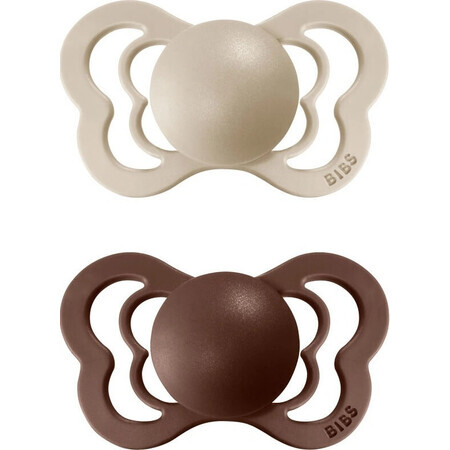 BIBS Couture vanille/mocha silicone orthodontique BIBS Couture 1×2pcs - taille 1