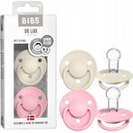 BIBS De Lux Succhietti in silicone avorio/rosa 1×2 pezzi, taglia unica