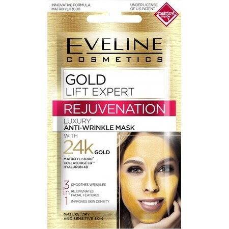 Eveline Gold Lift Expert Gesichtsmaske 3in1 1×7 ml, Gesichtsmaske