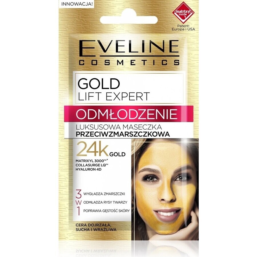 Eveline Gold Lift Expert Gesichtsmaske 3in1 1×7 ml, Gesichtsmaske