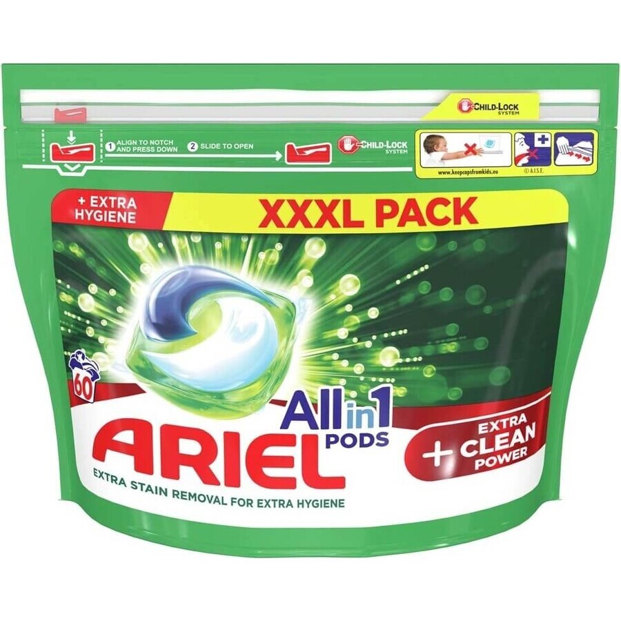 Ariel All-in-1 PODS All-in-1 PODS Extra Clean, Capsule Gel Lavante, 60 Capsule Gel Lavante 1×60 pz, Capsule Gel Lavante