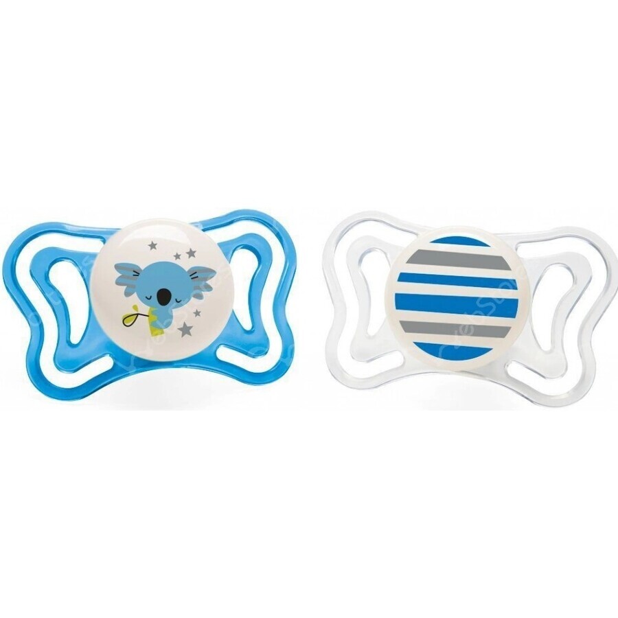 Chicco Succhietto Succhietto Physio Light in silicone 6-16m+, Blu 2 pezzi 1×2 pezzi, Succhietto (6-16m.+)