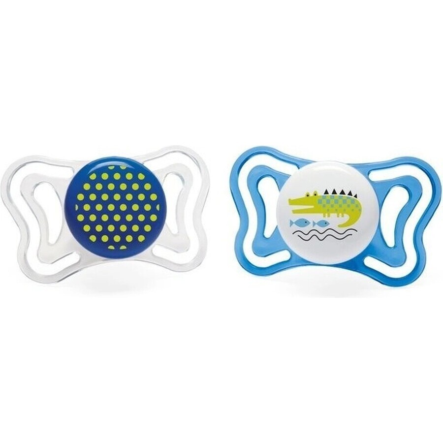 Chicco Succhietto Succhietto Physio Light in silicone 6-16m+, Blu 2 pezzi 1×2 pezzi, Succhietto (6-16m.+)